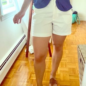 Harve Benard White Structured Dress Shorts